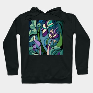 Beautiful flower image with purple and blue stained glass look. Hoodie